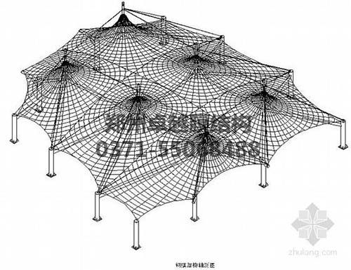 設(shè)計(jì)圖中可以看出索膜結(jié)構(gòu)一般由膜材、索結(jié)構(gòu)、支架結(jié)構(gòu)三部分組成