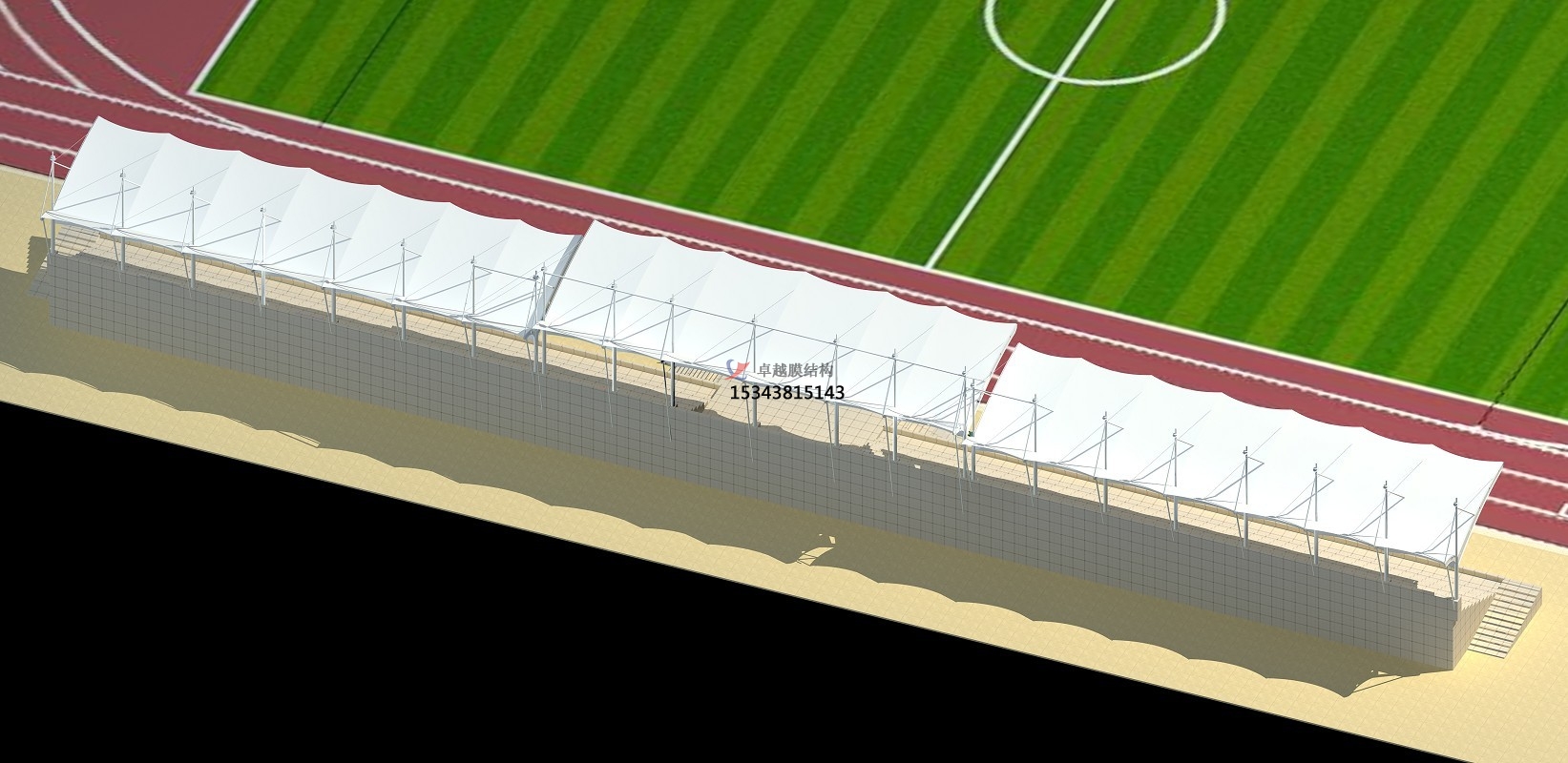 長沙寧鄉(xiāng)體育公園膜結(jié)構(gòu)【看臺雨棚】門球場案例